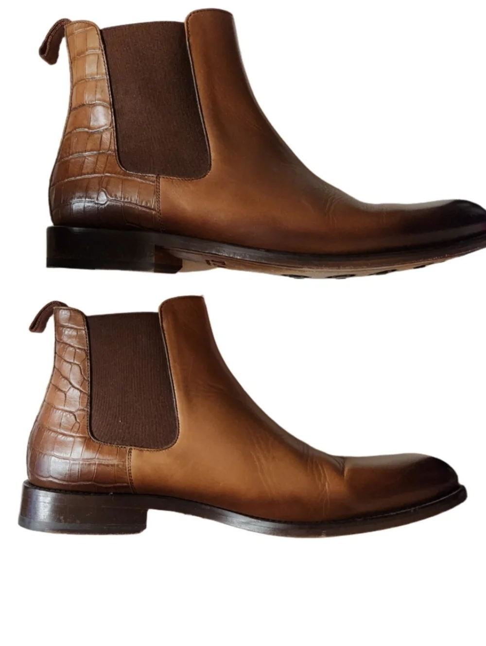 Taft Men's Hiro Leather & Embossed Croc Details Chelsea Boots - Size 42 (9)